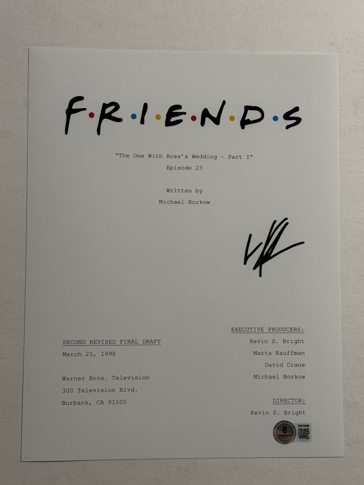 LISA KUDROW SIGNED SCRIPT COVER AUTOGRAPHED FRIENDS SHOW ACTRESS PHOEBE BAS COA