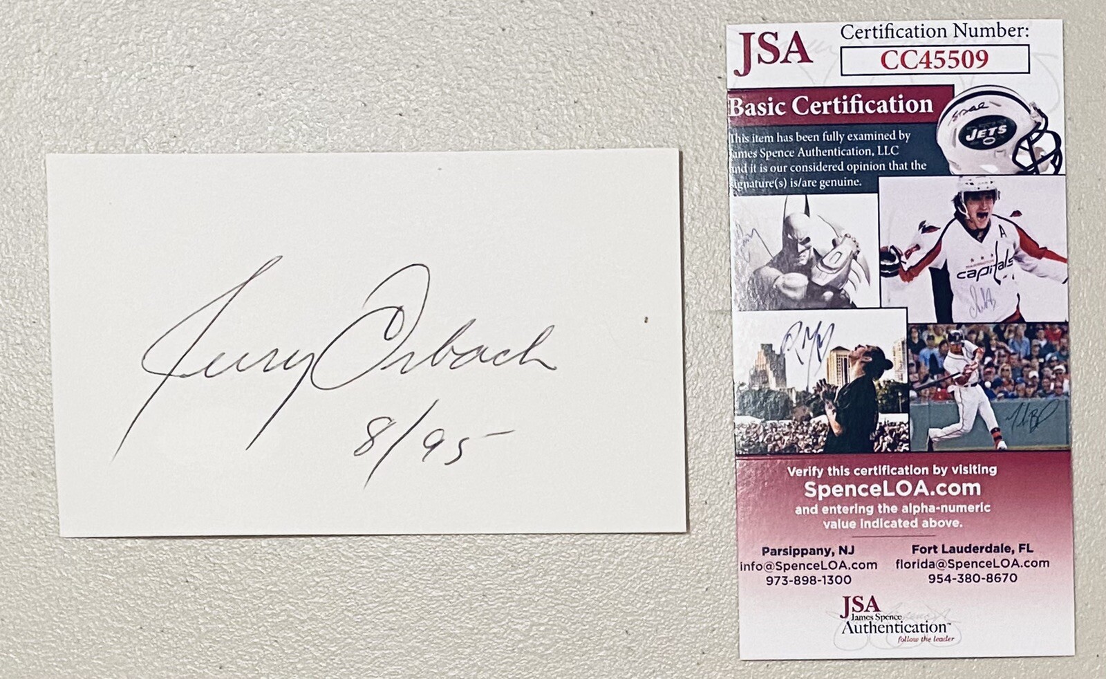 Jerry Orbach Signed Autographed 3×5 Card JSA Certified Law & Order