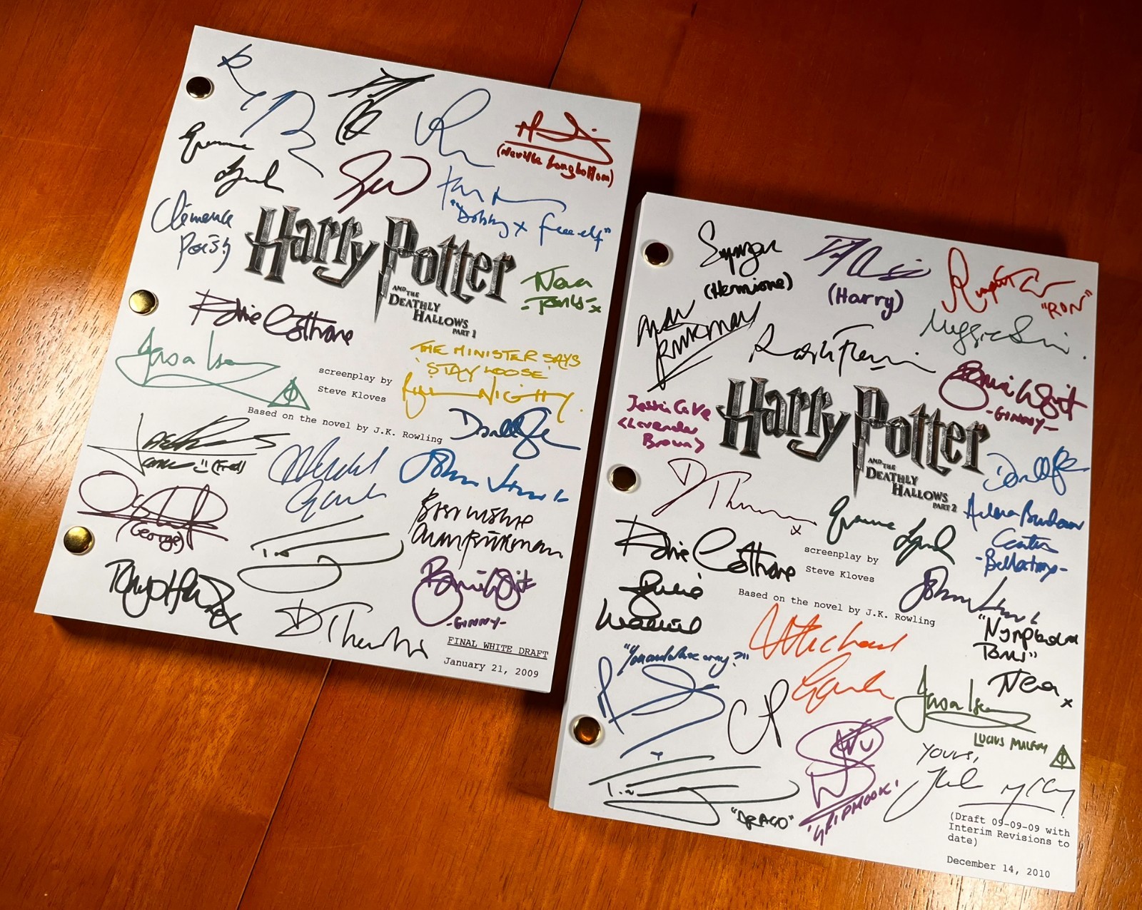 Harry Potter 1-8 Script Collection- Signed- Autograph Reprints
