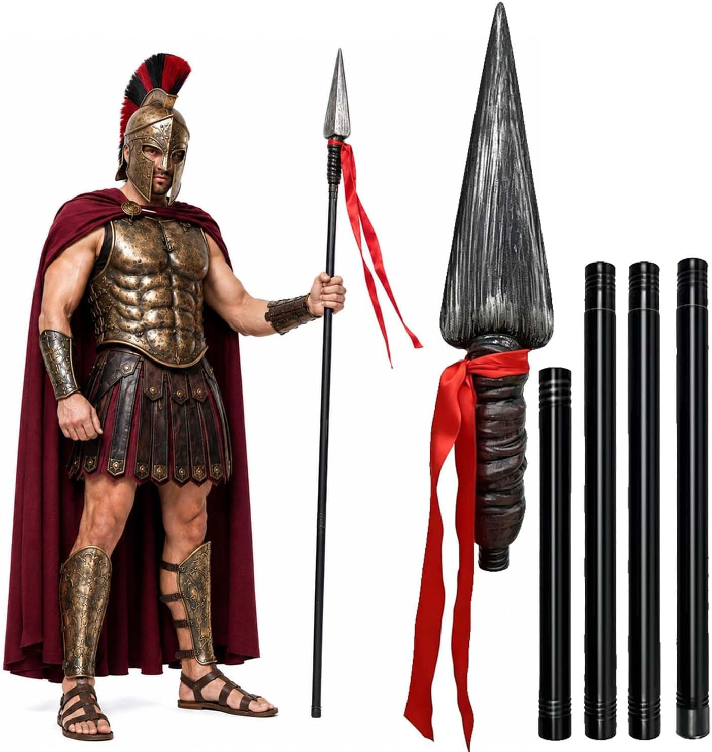 65IN Spartan Spear Prop, Metal Aluminum Alloy Shaft Modular Warrior Weapon, Viki