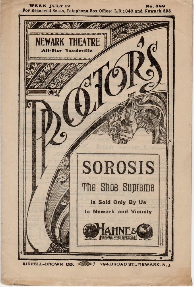 Newark Theatre All-Star Vaudeville, week of July 12, 1909 SOROSIS