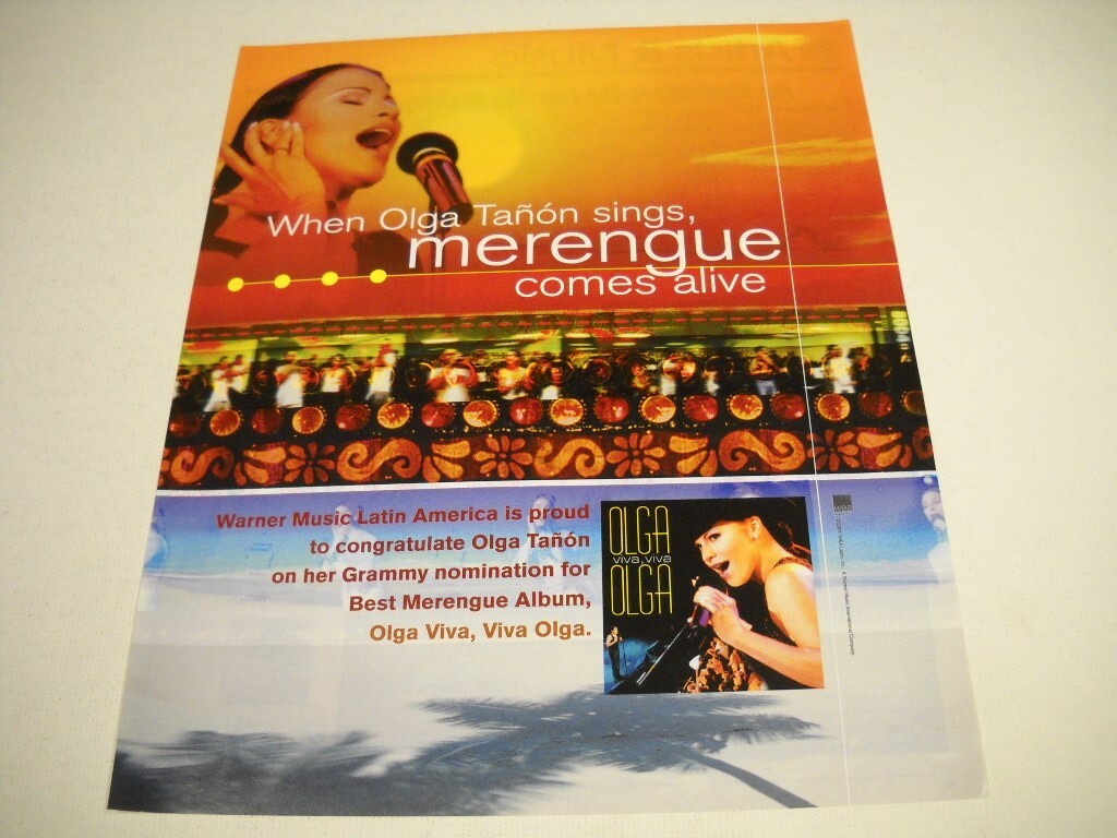 When OLGA TANON sings – MERENGUE comes alive …original 2001 Promo Poster Ad