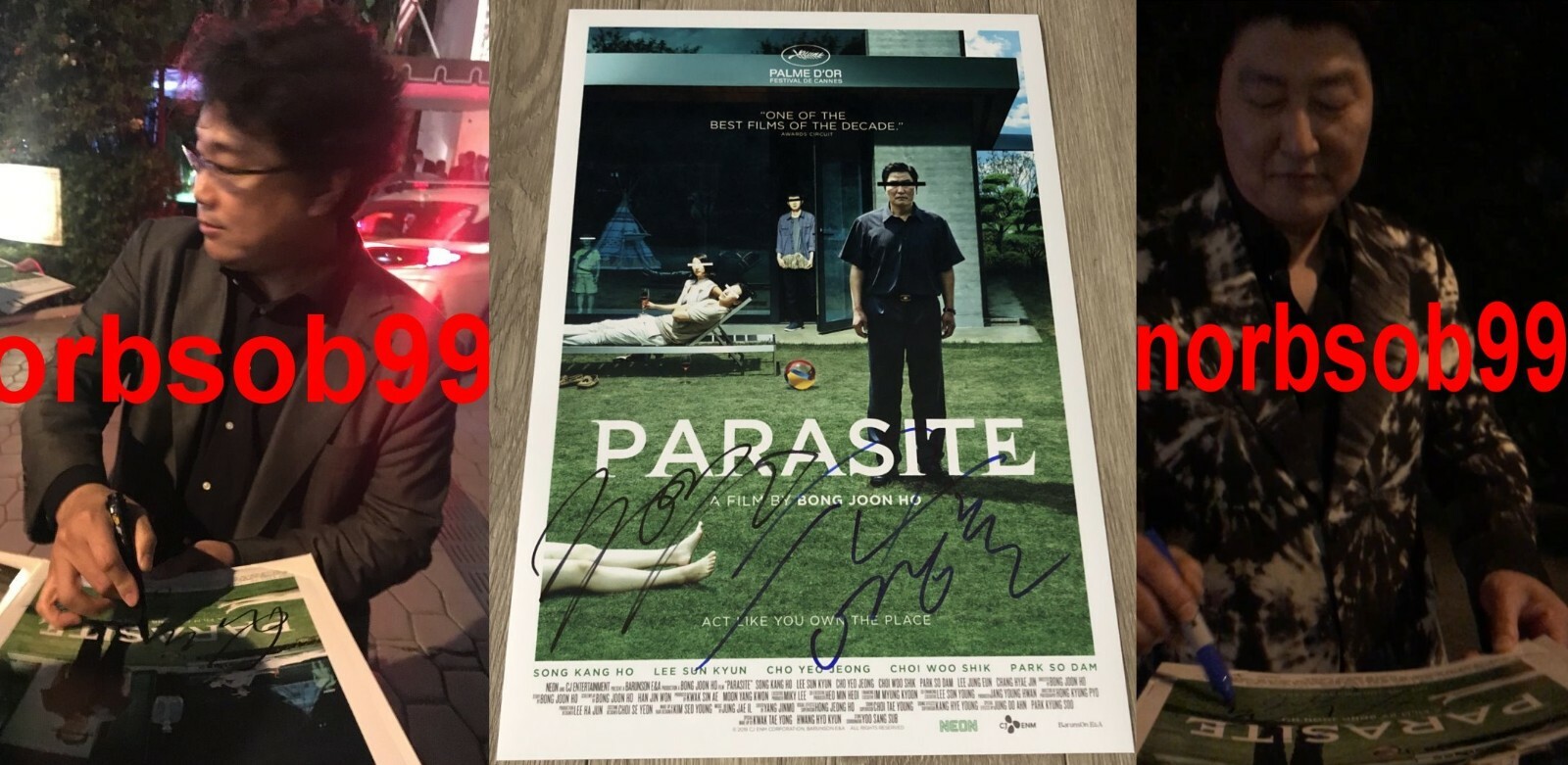 BONG JOON HO & SONG KANG-HO SIGNED AUTOGRAPH PARASITE 12×18 PHOTO w/EXACT PROOF