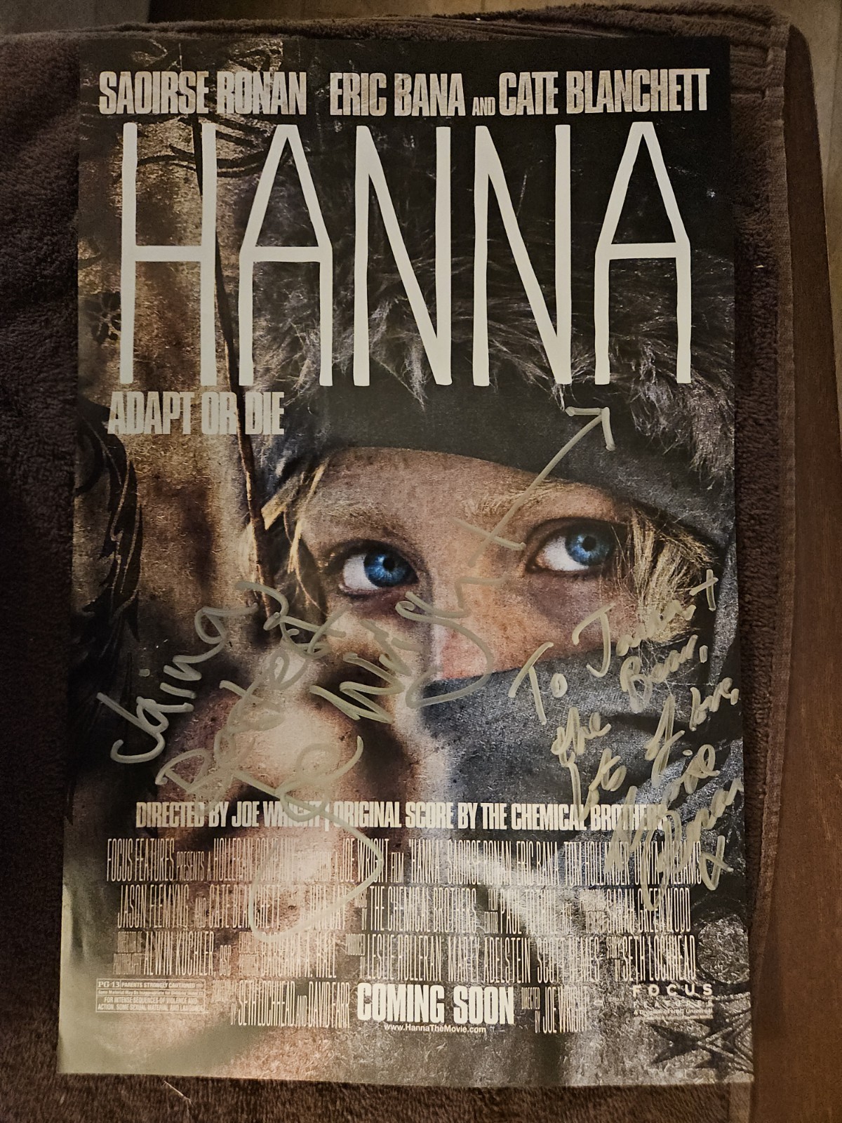 Hanna Movie Promo Poster Hand Signed By Saoirse Ronan And Joe Wright SDCC Rare