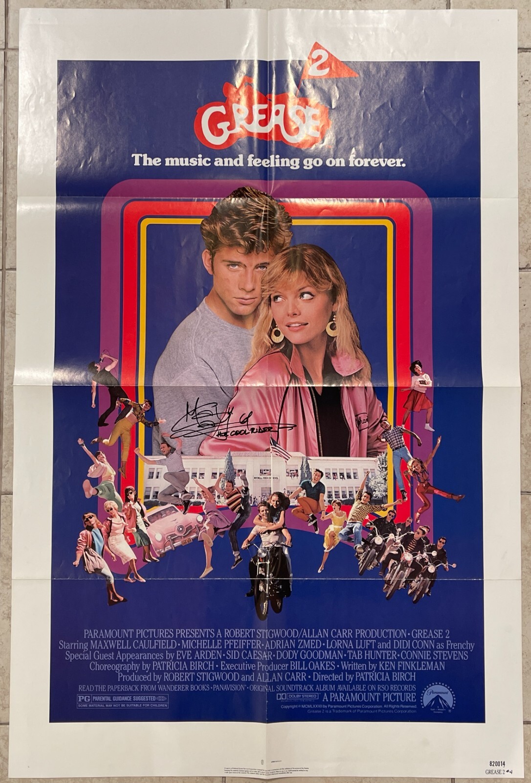 Maxwell Caulfield Signed Grease 2 Original One Sheet Poster Cool Rider PSA/DNA