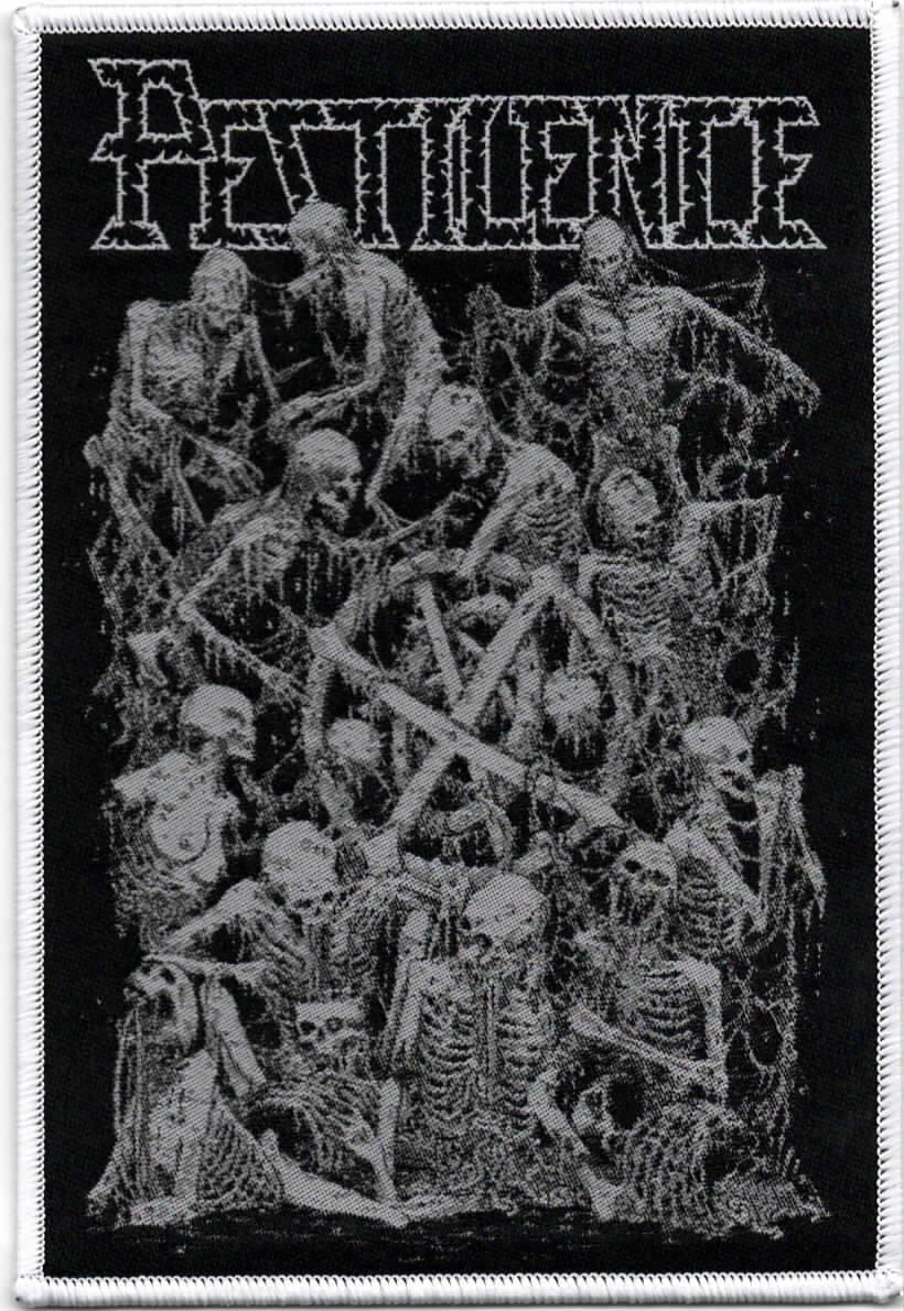 PESTILENCE-MELTING CORPSES-OVERSIZED-WOVEN PATCH-WHITE BORDERS