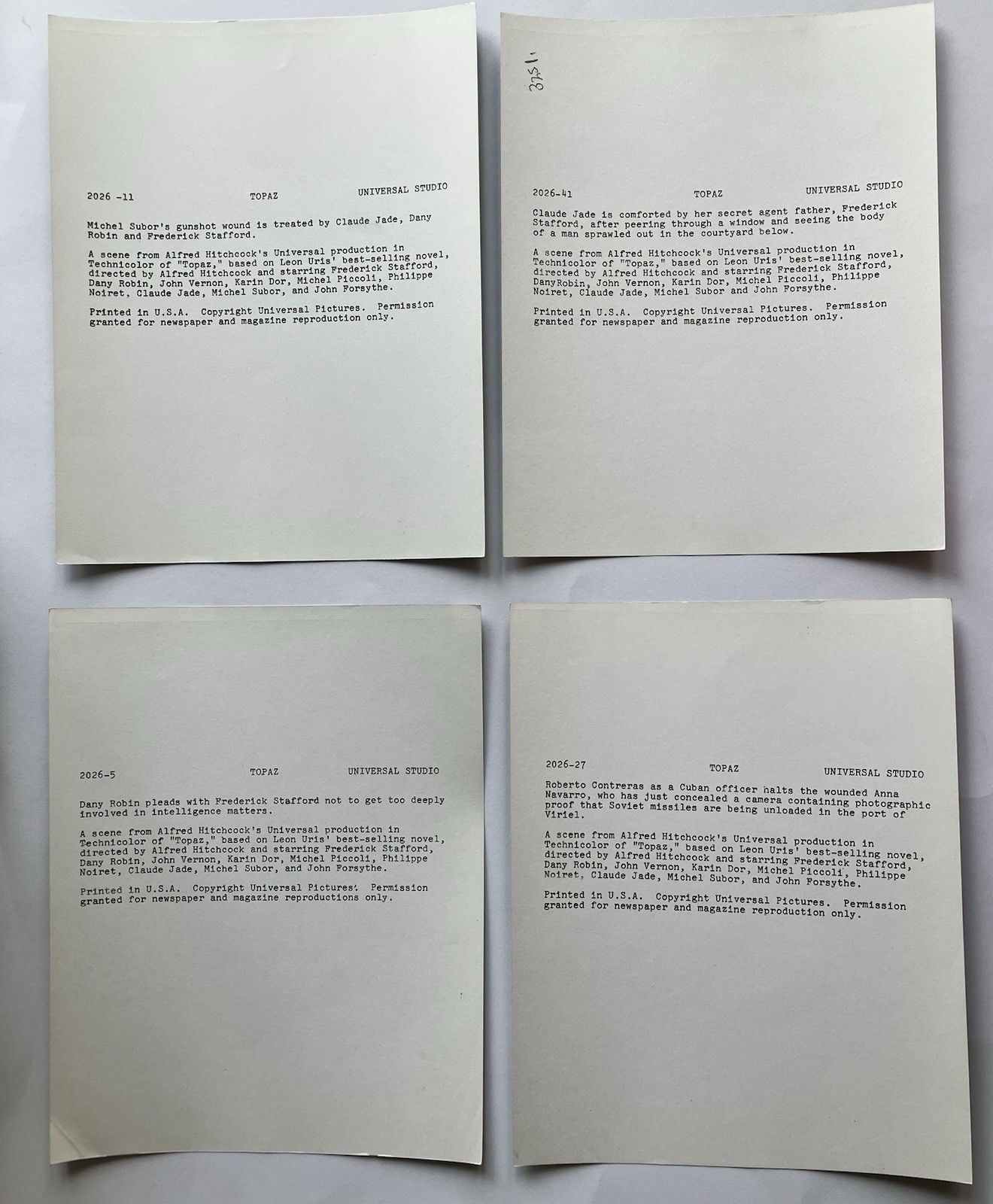 Topaz Original Alfred Hitchcock 1969 Vtg Press Photo Stills Lot of 8 W/Snipes