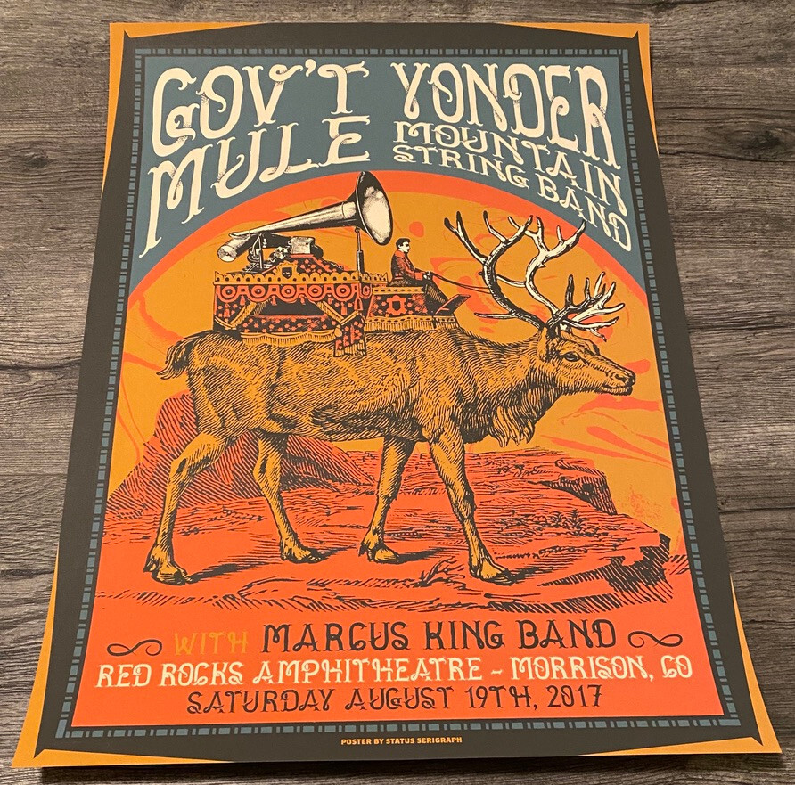 GOV’T MULE & YONDER MOUNTAIN RED ROCKS 8/19/2017 Event Poster 18×24 Morrison, CO