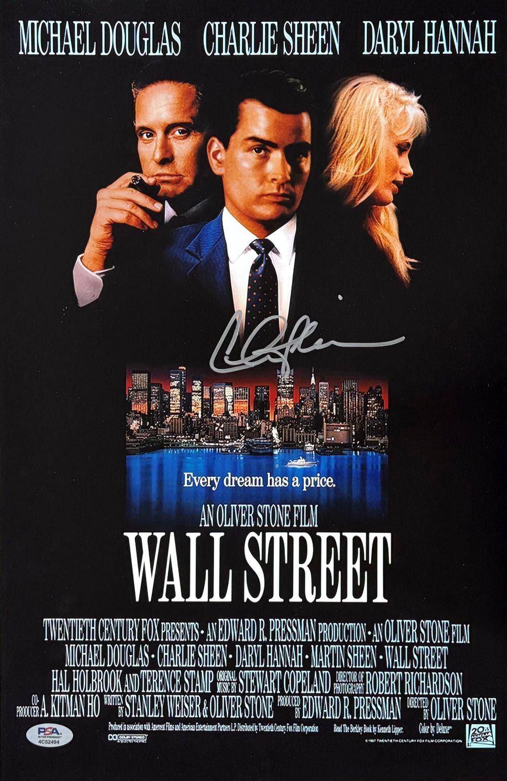 Charlie Sheen Signed 11×17 Wall Street Photo PSA/DNA Hologram