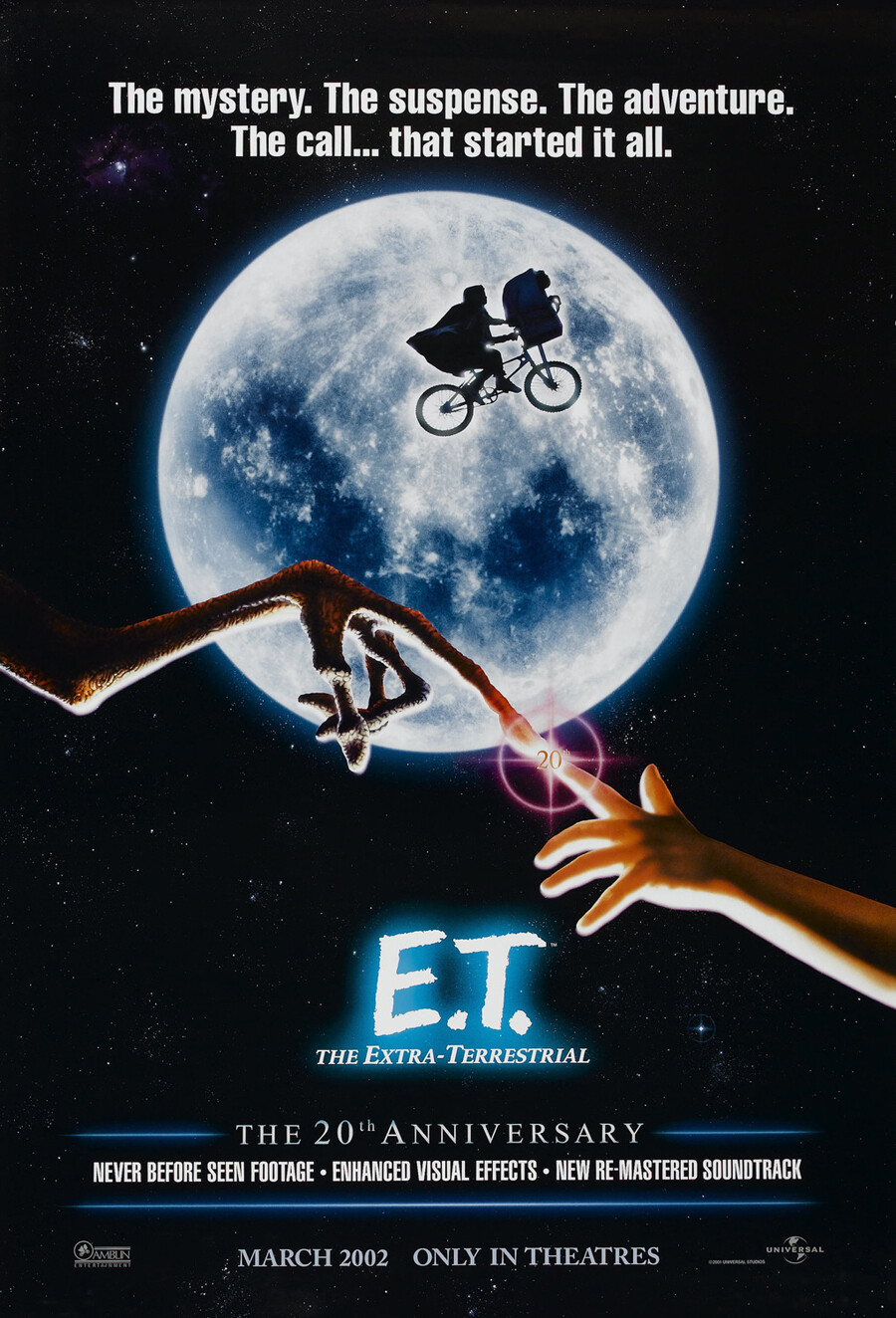 E.T. THE EXTRA-TERRESTRIAL MOVIE POSTER DS ORIGINAL 20th ANNIVERSARY VF 27×40