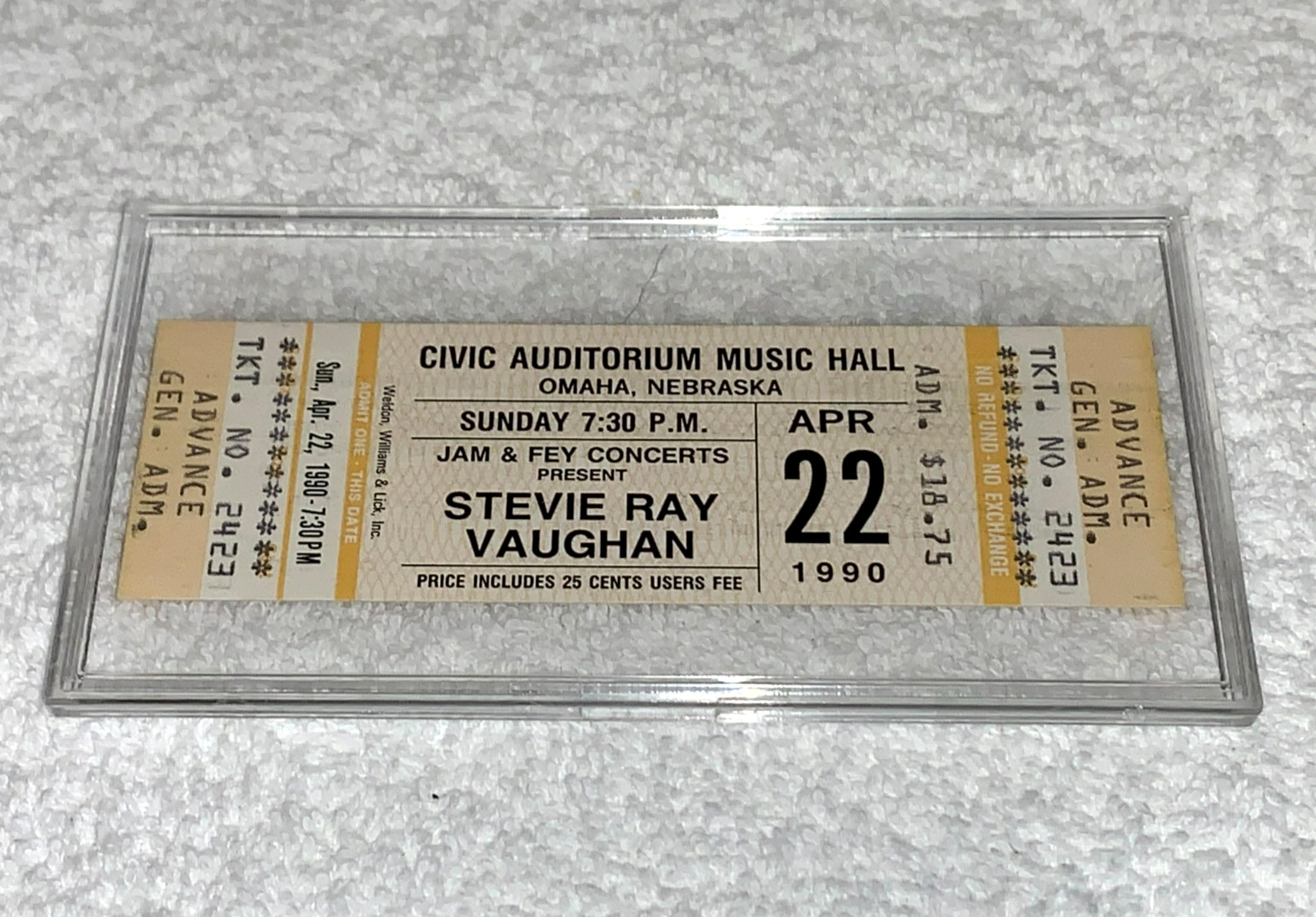 STEVIE RAY VAUGHAN 1990 ORIGINAL UNUSED CONCERT TICKET Double Trouble Omaha SRV