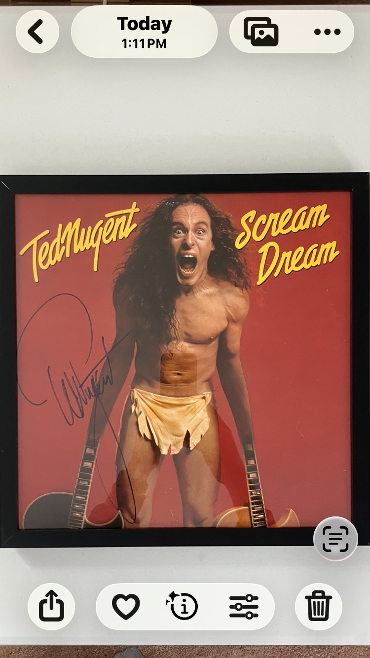 TED NUGENT SIGNED/AUTOGRAPHED ALBUM JACKET FRAMED WITH COA