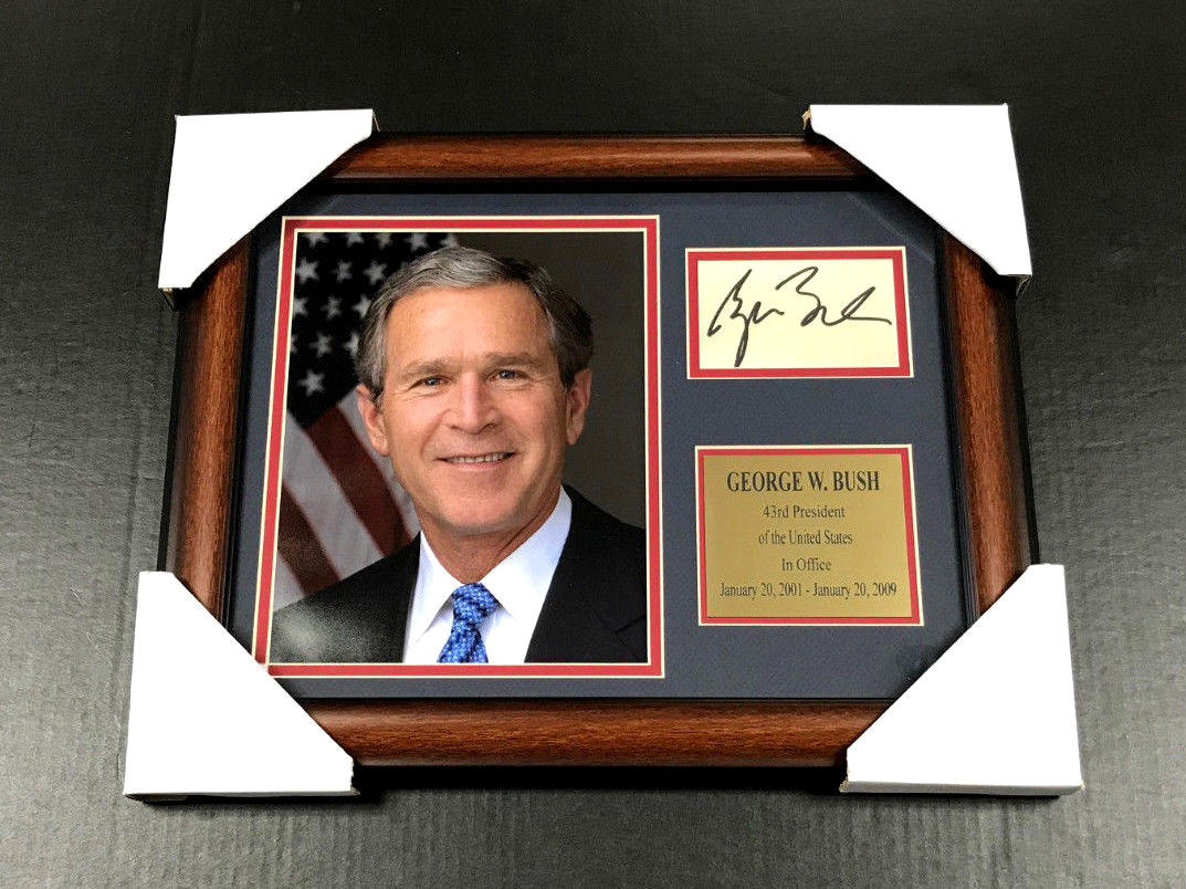 GEORGE W. BUSH Autographed Facsimile Reprint Framed 8×10 Photo 43RD PRESIDENT
