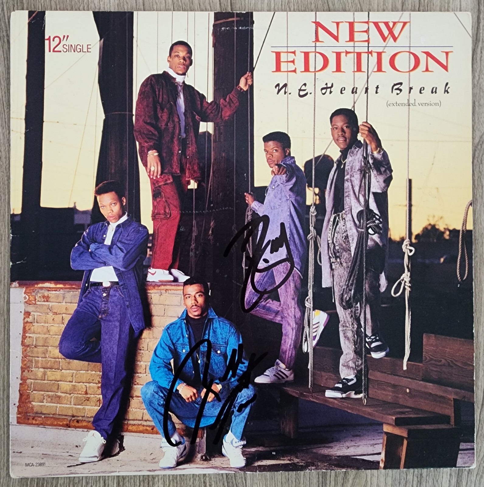 Ralph Tresvant & Ricky Bell Signed New Edition – NE Heart Break Vinyl Record RAD