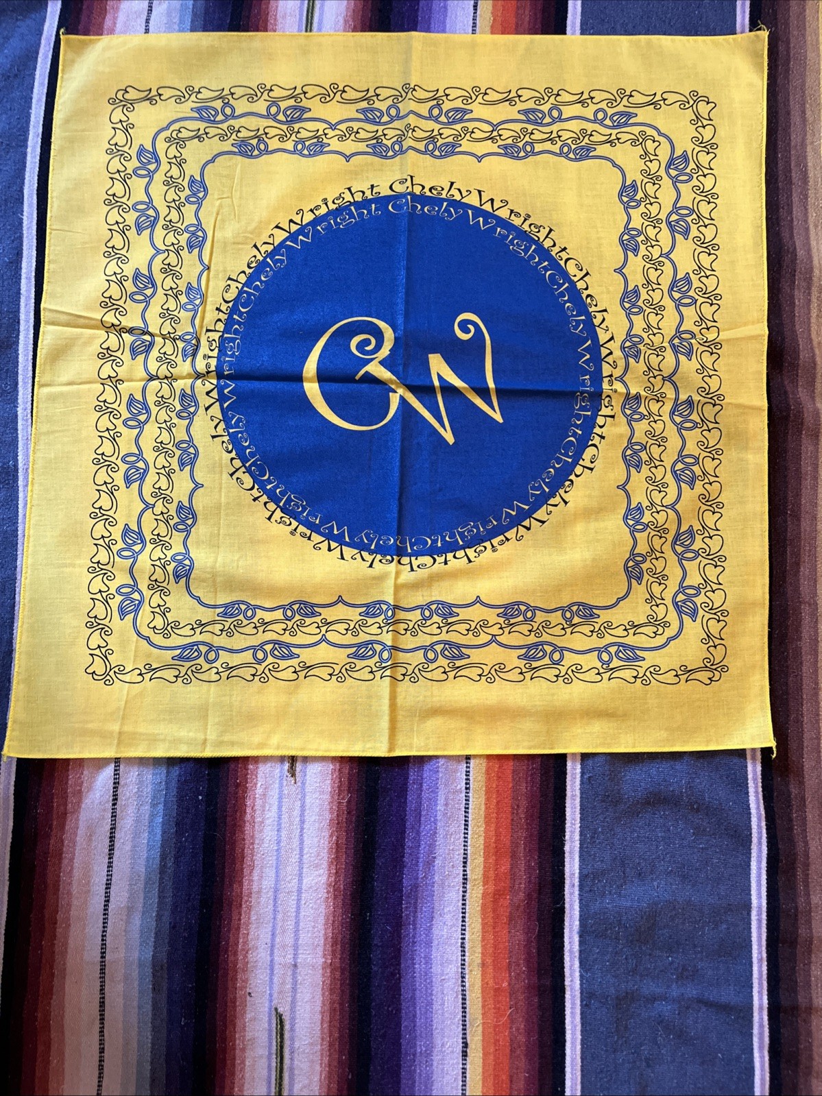 VTG Chely Wright Concert Bandana Scarf Souvenir Country Music rare Yellow Blue