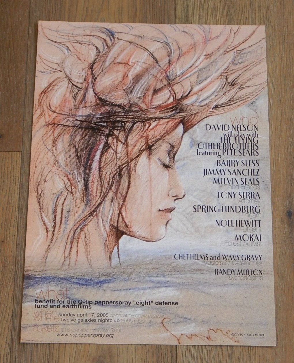 2005 Q-TIP PEPPER SPRAY EIGHT BENEFIT CONCERT POSTER, STANLEY MOUSE ART