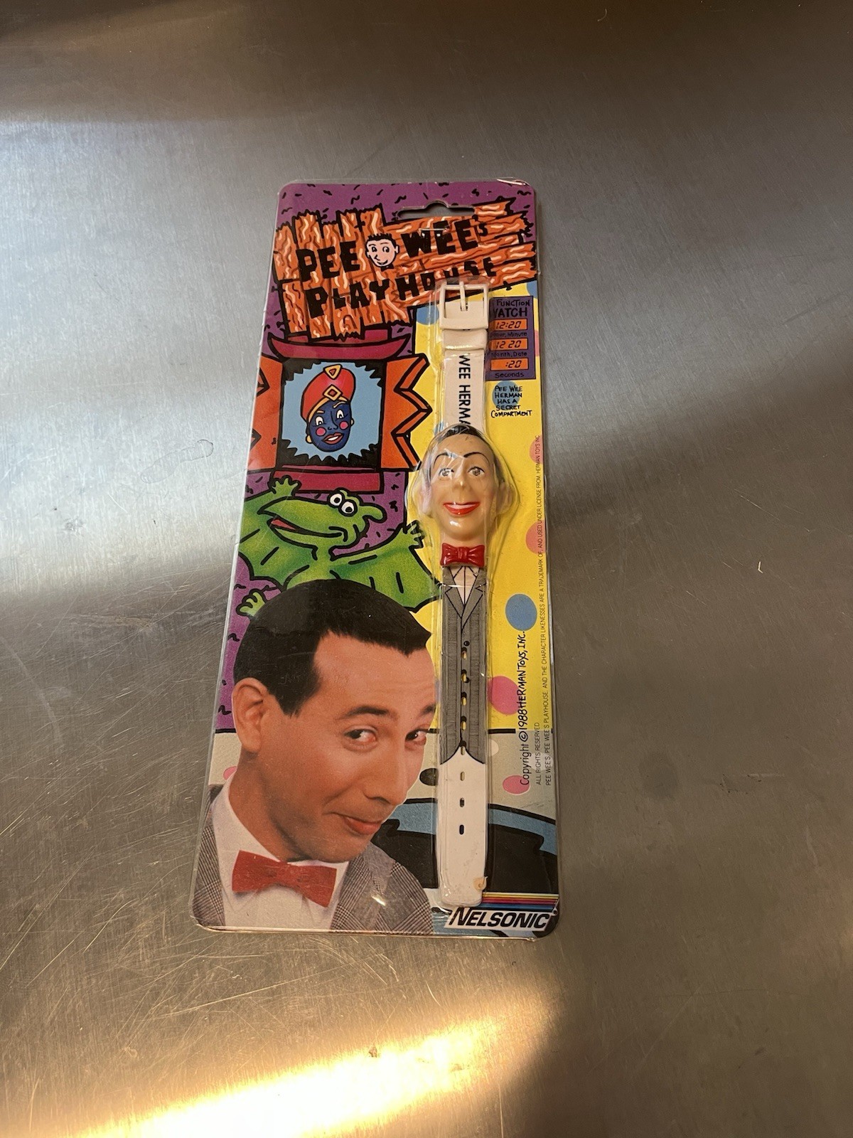 1988 Nelsonic Herman Toys Pee-Wees Playhouse PeeWee Herman Wrist Watch Vintage