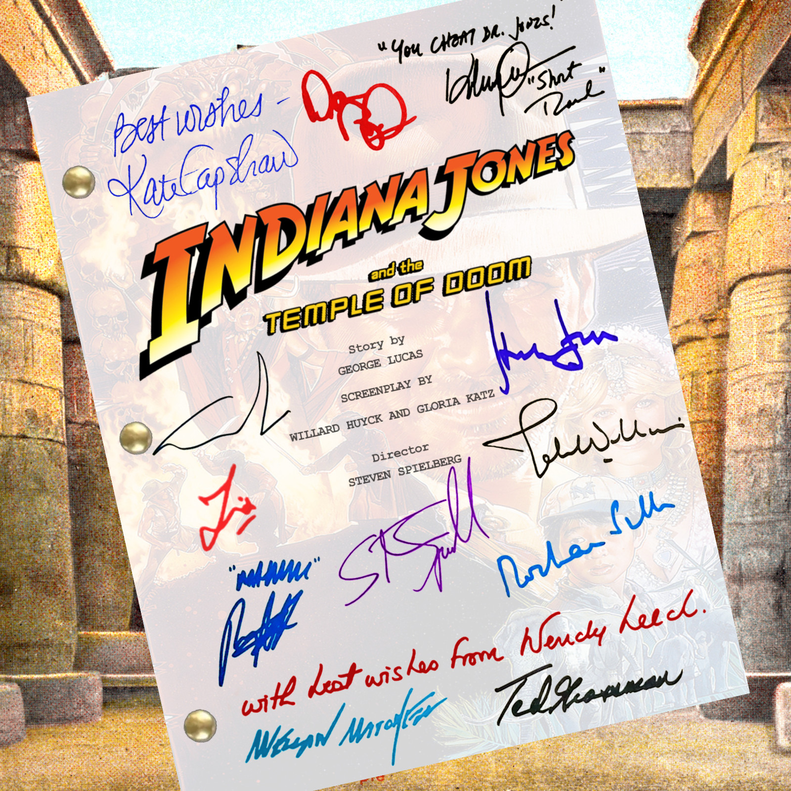 Indiana Jones and the Temple of Doom Movie Script Reprint w/ Cast Reprint Signat