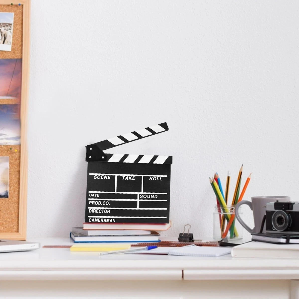 KISEER 12″x11″ Movie Film Clap Board Wooden Movie Clapboard Film Clapper Board (