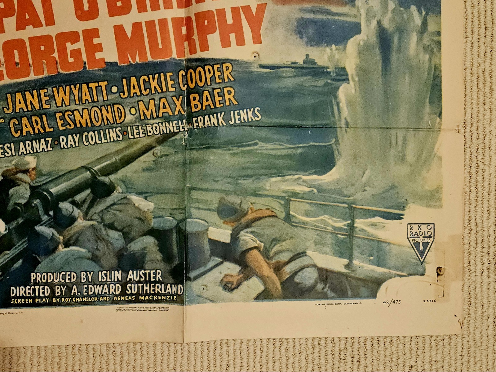 The Navy Comes Through 1941 original US litho one-sheet poster PAT O’BRIEN