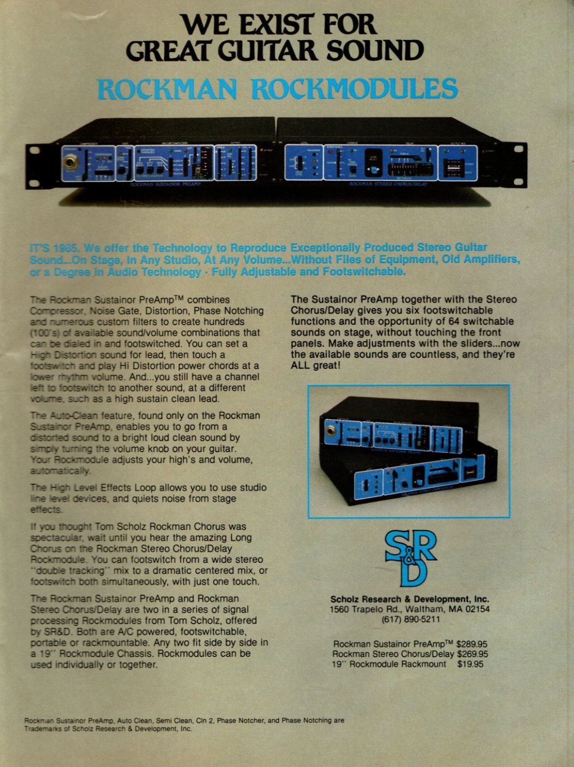 vtg 80s Rockman Modules Magazine Page Print Ad Sustainor Stereo Chorus Delay Ad