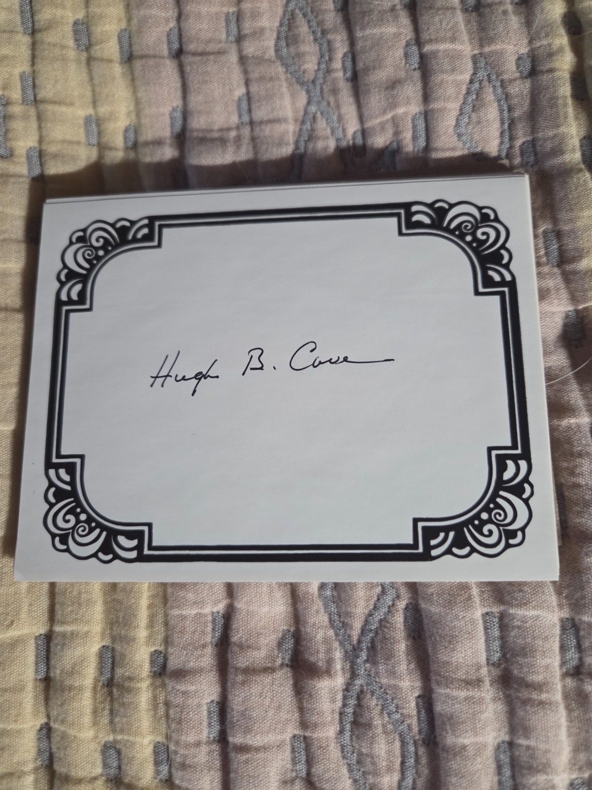 Hugh B. Cave signed bookplate 1986