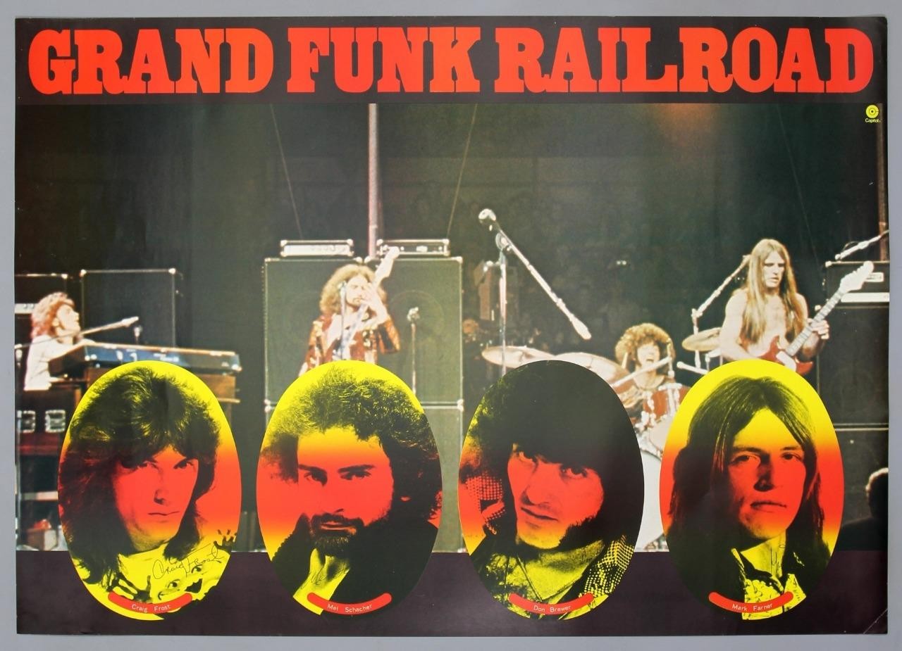 GRAND FUNK RAILROAD – rare original 1974 Capitol promo poster *SHININ’ ON*