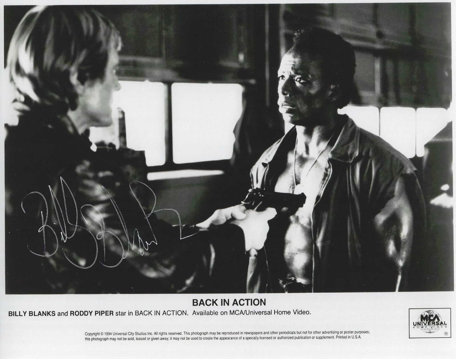 Billy Blanks Autographed Signed 8×10 Photo Back In Action – w/Roddy Piper w/COA