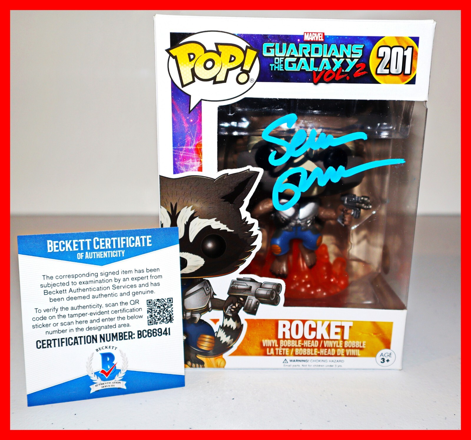 Sean Gunn Signed Autographed Rocket Guardians Of Galaxy Funko Pop Beckett PSA
