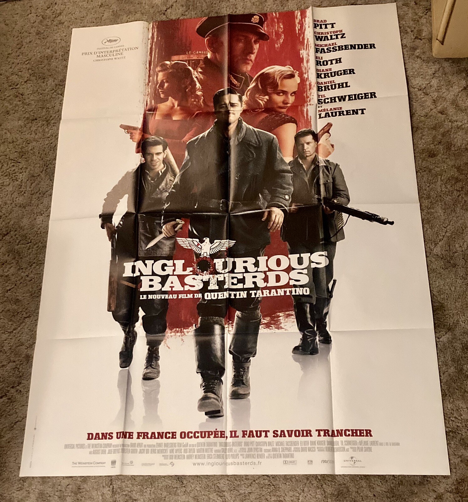 Inglourious Basterds French Poster Festival de Cannes 62×46 Inches