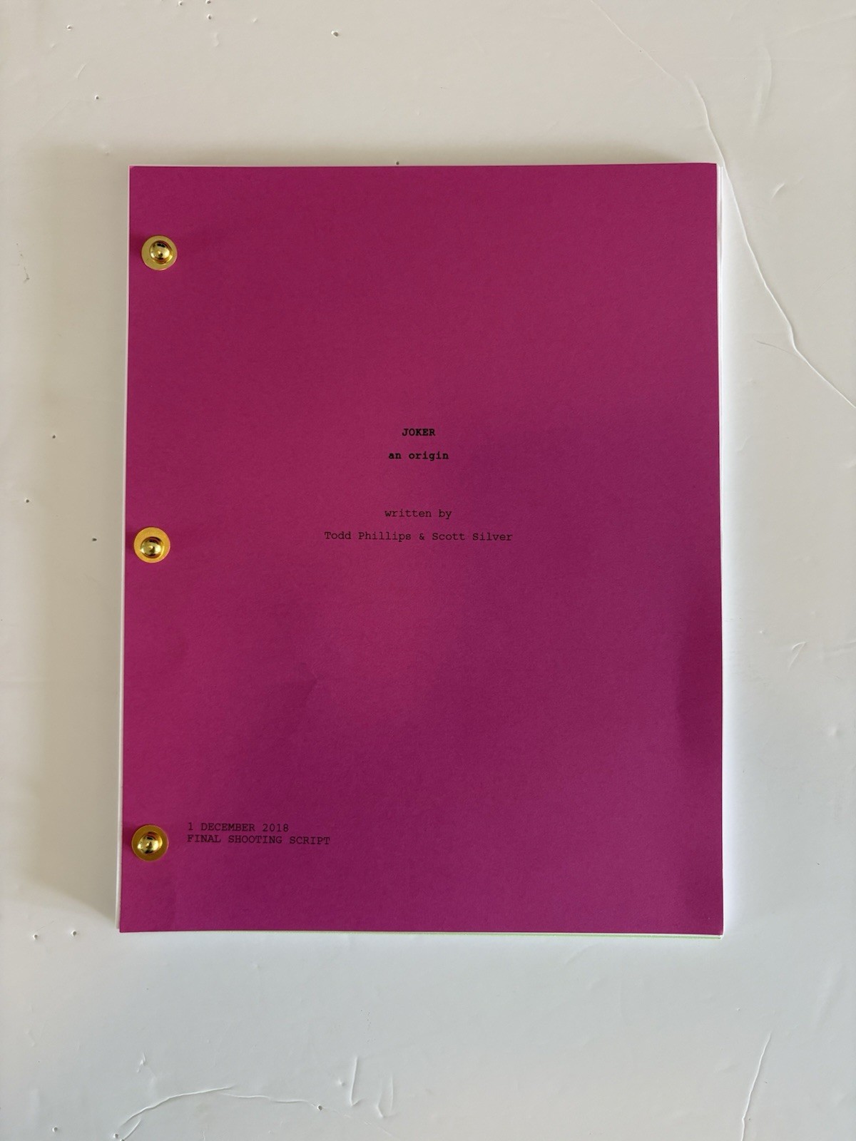 Joker Original Screenplay Script 2018 Final Shooting Draft Movie Film Script