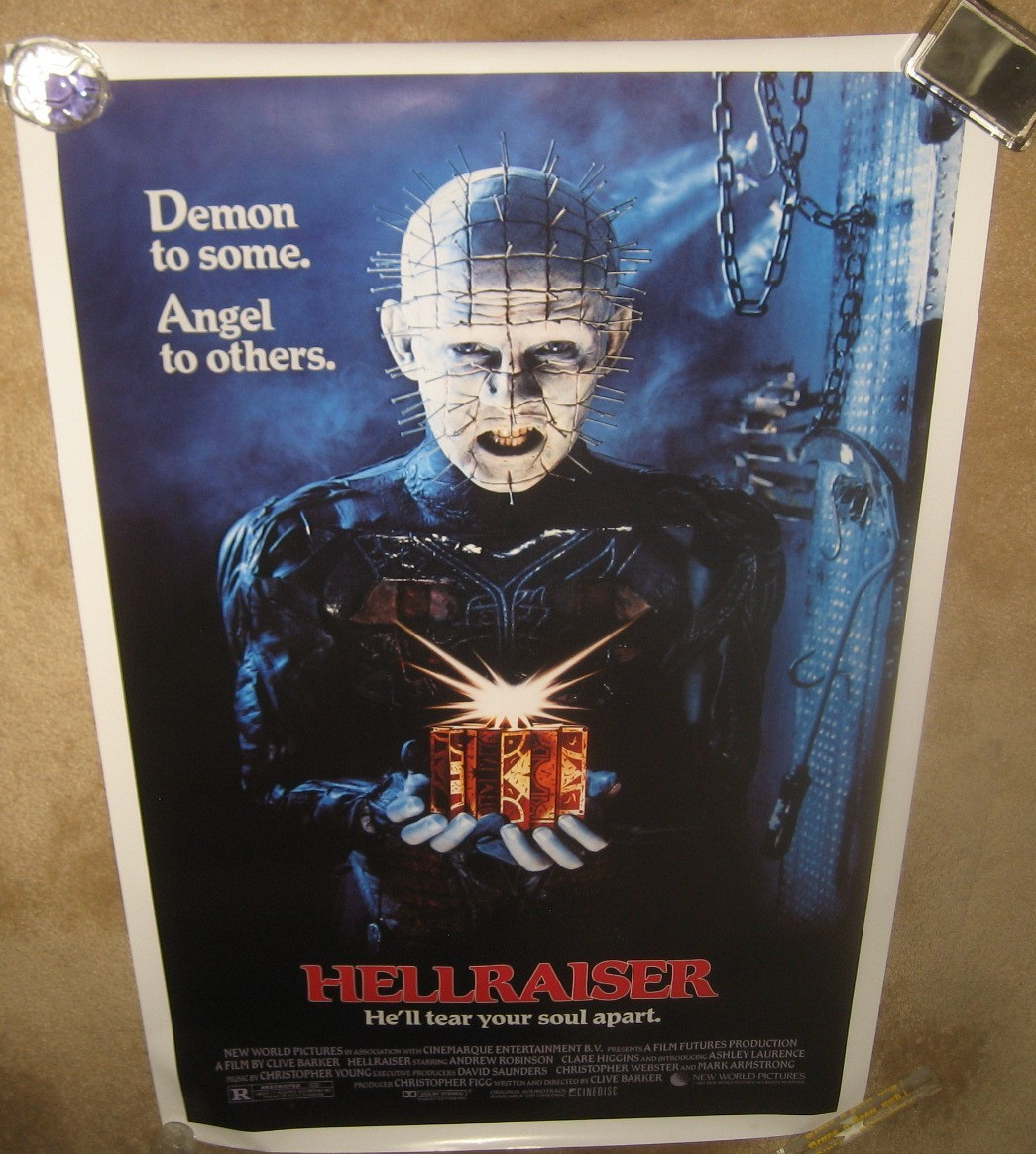 HELLRAISER ’87 – Rolled NEAR MINT ORIGINAL ! PIN HEAD !