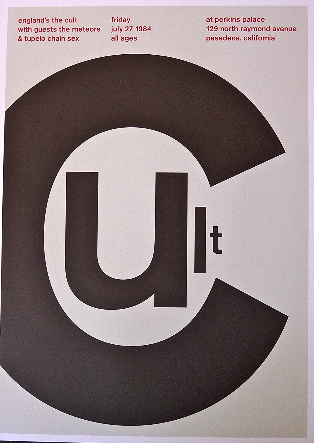 The Cult – Live at Perkin’s Place – Concert Mini Poster – 10″x14″