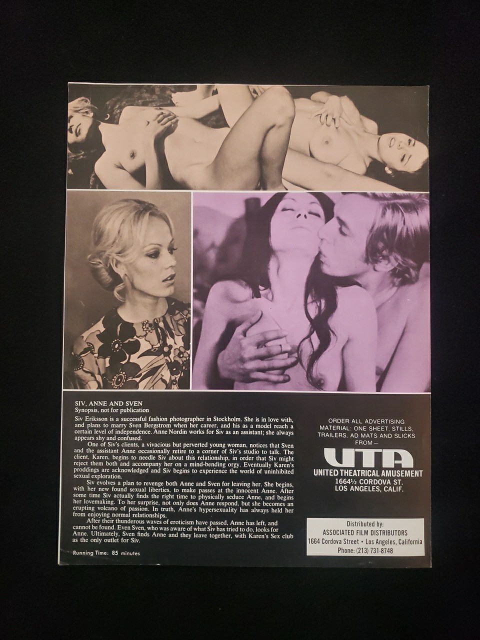 Siv Anne & Sven Vintage 1971 Sexploitation Film Movie Poster Pressbook Sweden