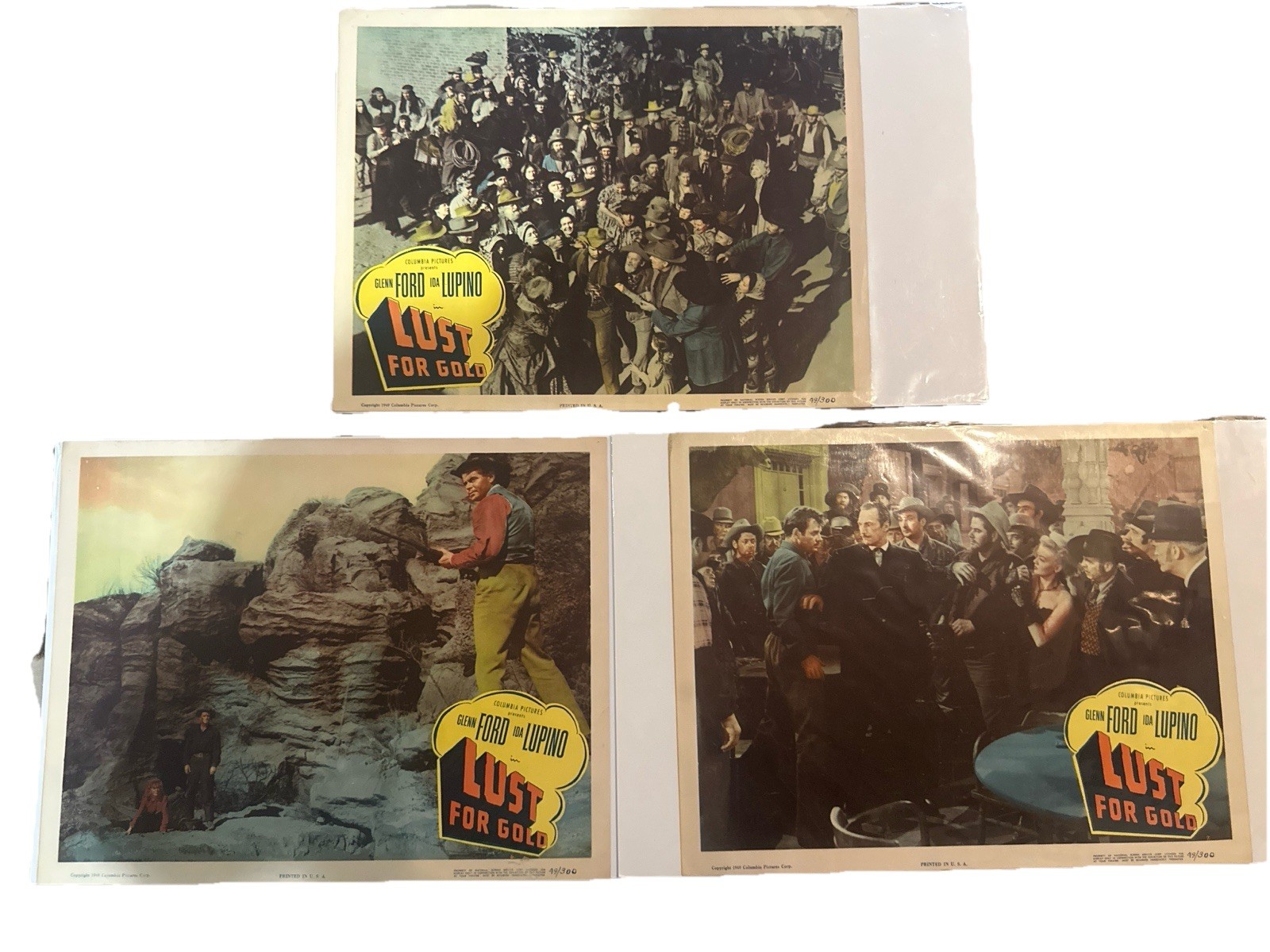 VTG 1949 Lust For Gold Lobby Card Set Western Film NSS 49/300