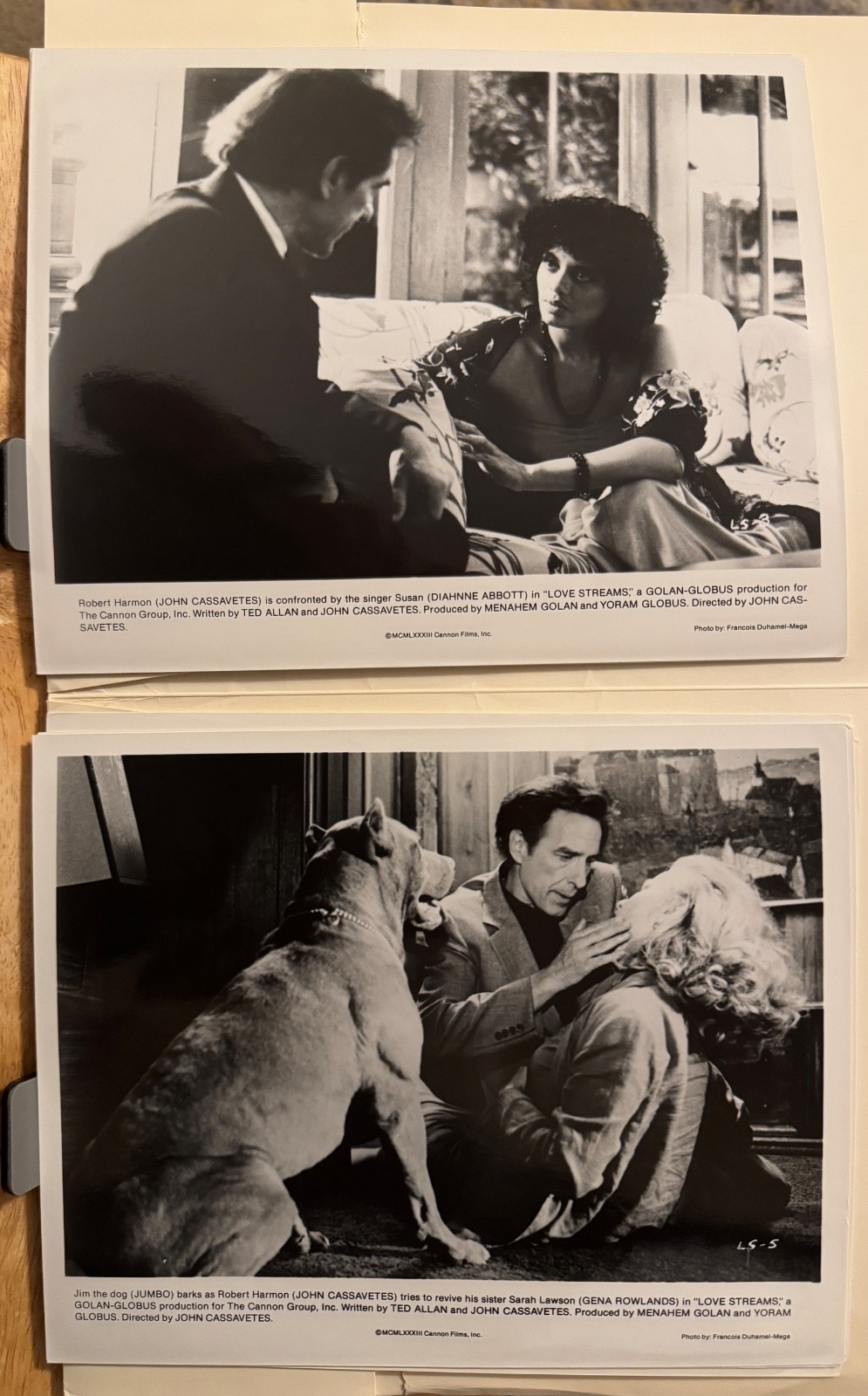 LOVE STREAMS 1984 Press Kit – Folder and 10 B&W Promo Photos – Cannon Films