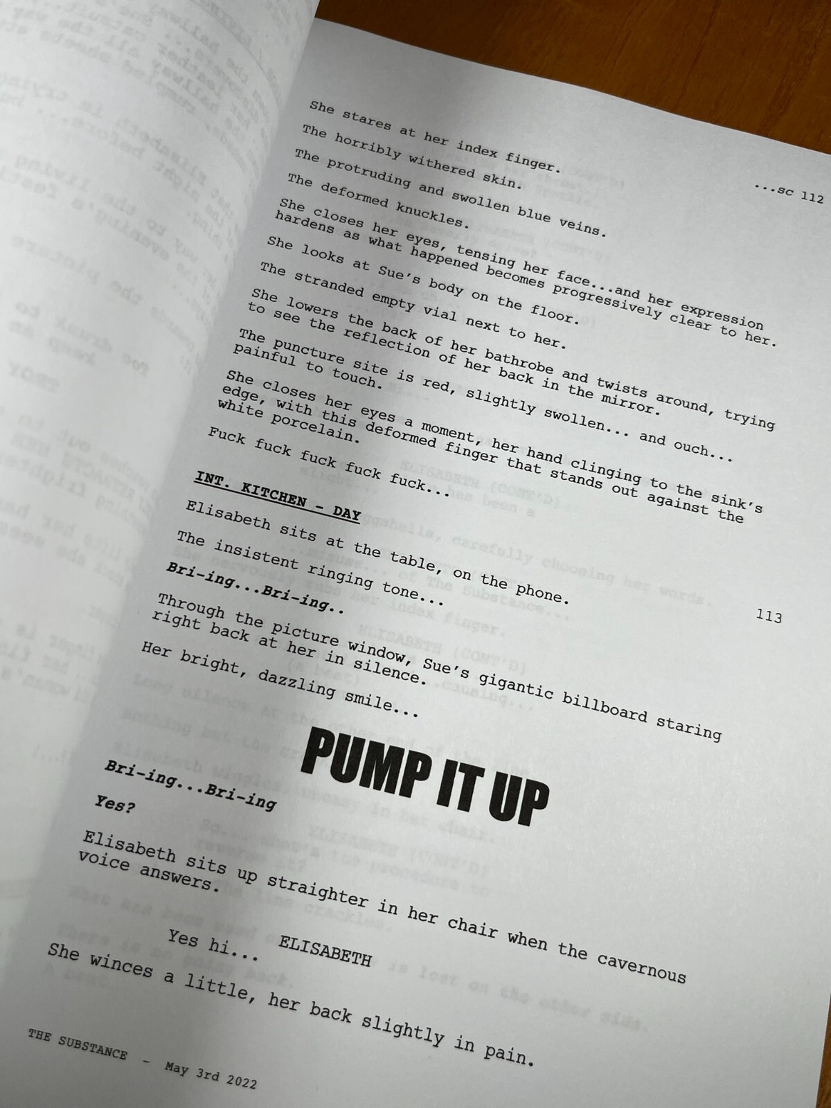 The Substance Script Signed- Autograph Reprints- 145 Pages- Demi Moore- Horror