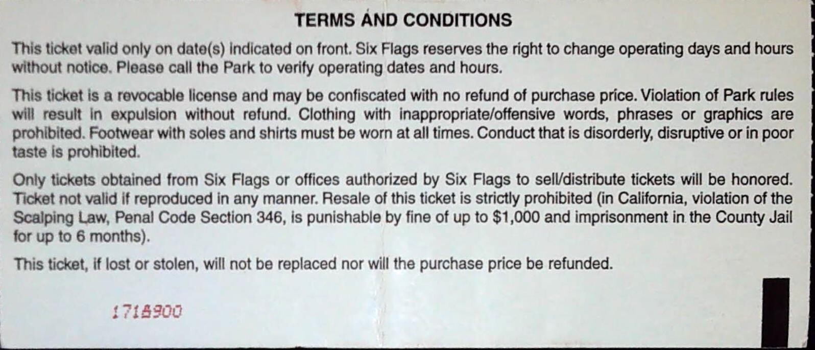 Six Flags Great America Ticket Stub Accenture Family Day Gurnee IL 9/29/2001
