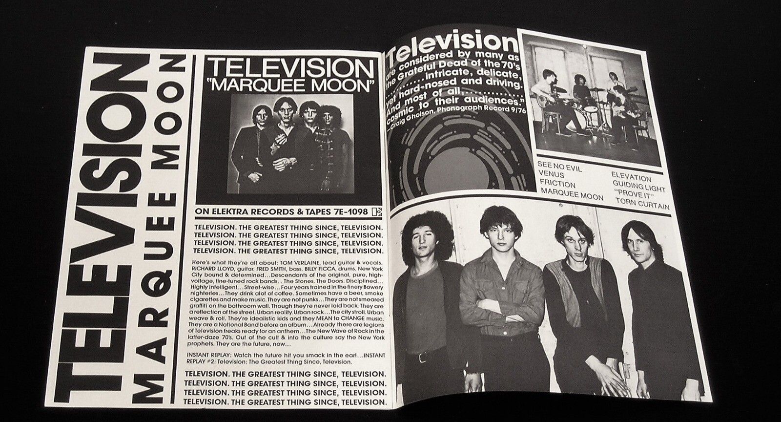 Elektra/Asylum Feb. 1977 New Release Catalog-Television-Marquee Moon-NEAR MINT!