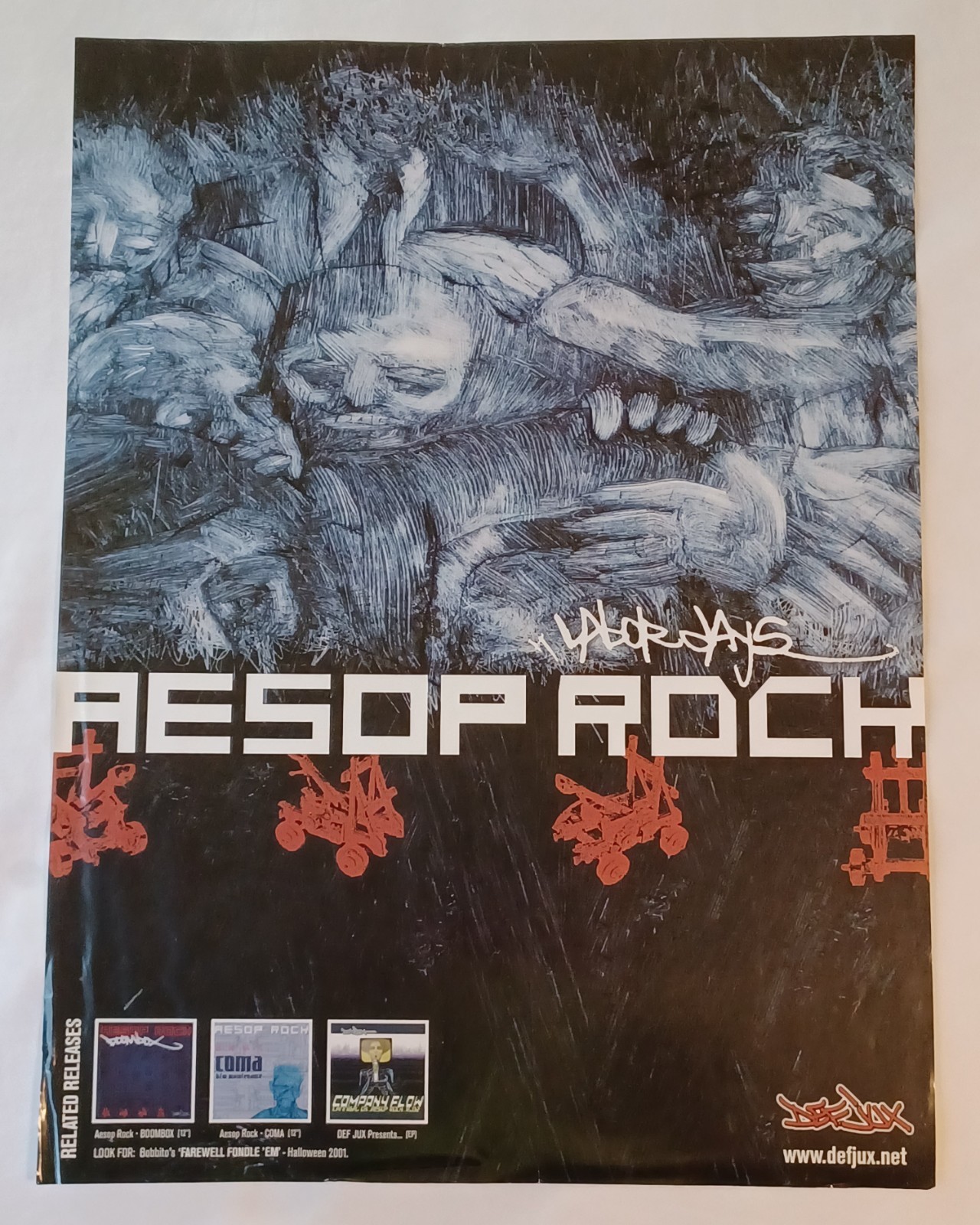 AESOP ROCK Labor Days POSTER 2001 Def Jux Promo LP CD Rhymesayers 18″ x 24″