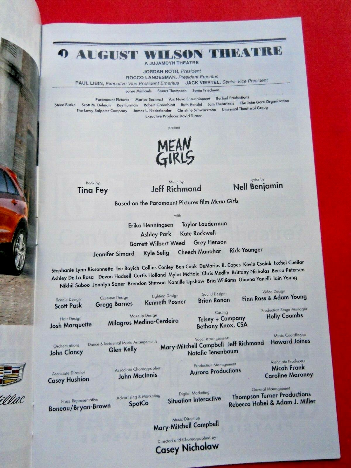 October 2018 – Playbill – The August Wilson Theatre – Mean Girls