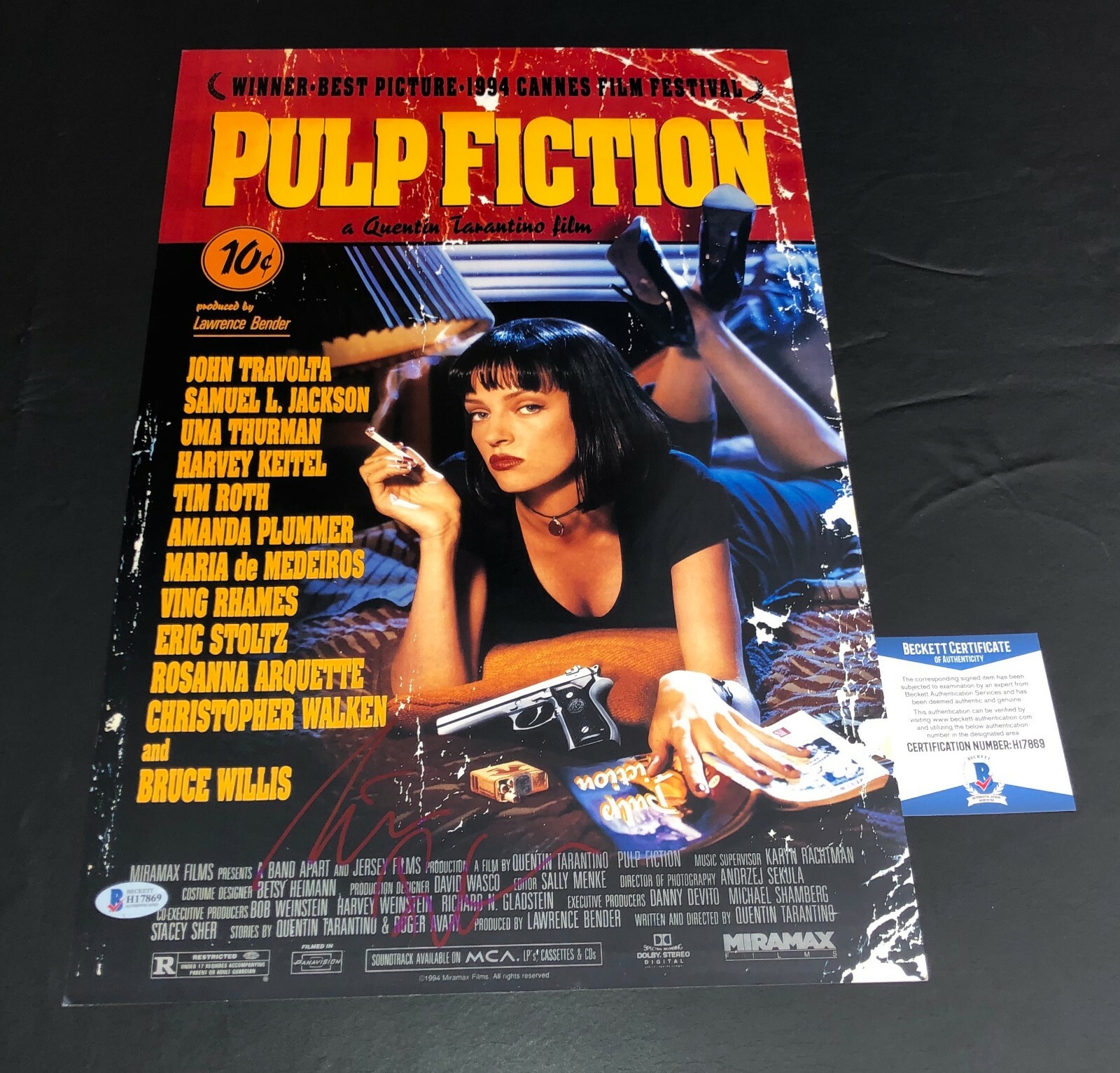 TIM ROTH SIGNED 12X18 PULP FICTION POSTER AUTOGRAPH PHOTO BECKETT BAS COA 1