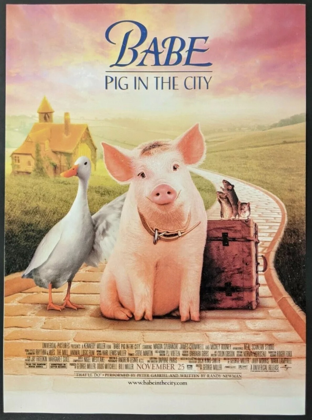 Original Babe Pig in the City Promo Movie Poster Official Double sided