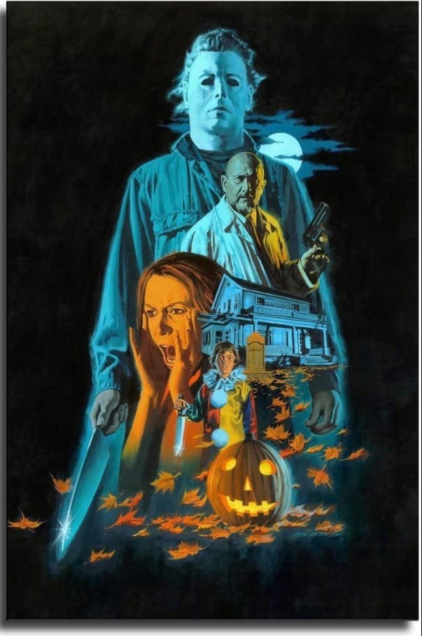 Halloween Michael Myers Horror Canvas Wall Art Print Poster 12×8″ Unframed 70s