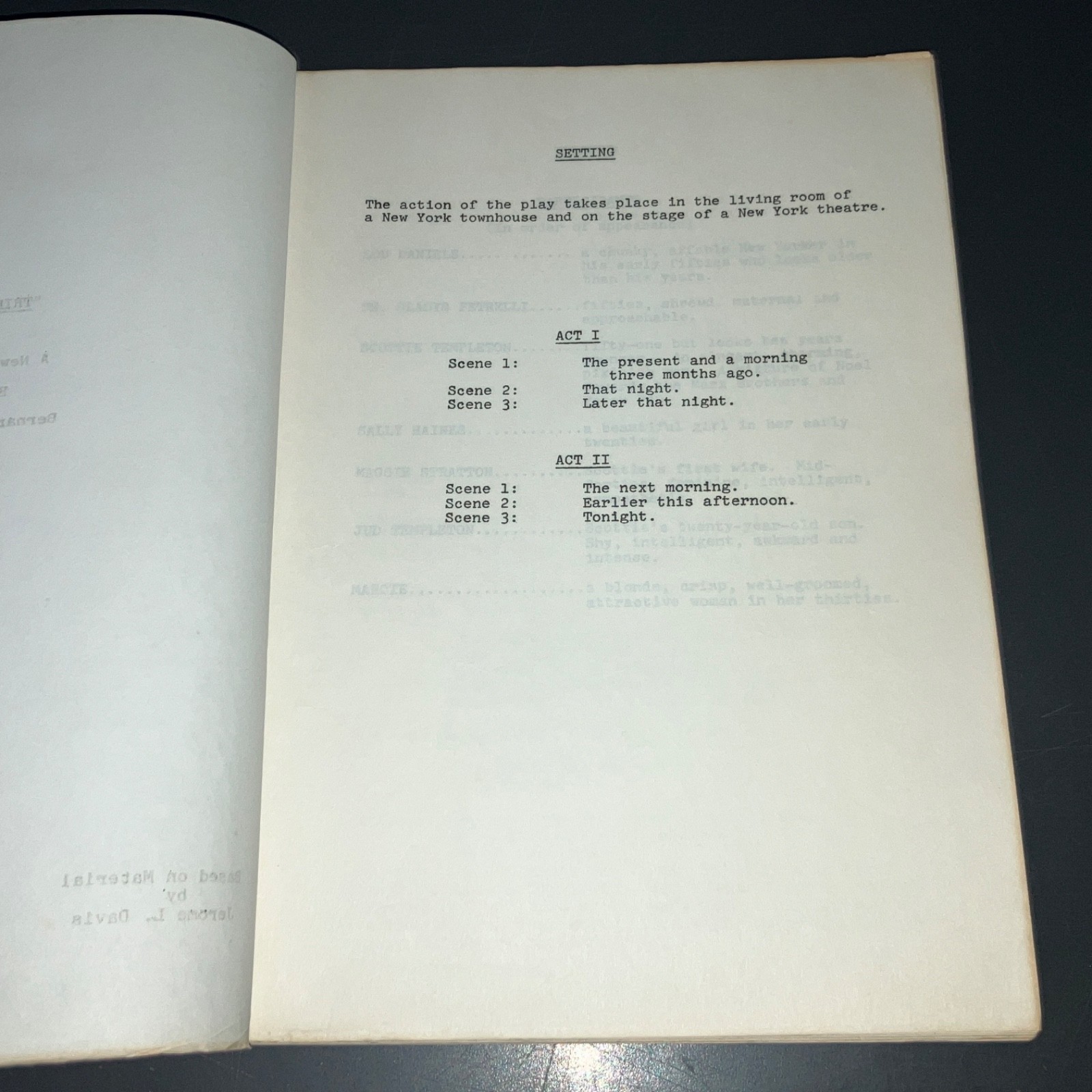TRIBUTE (1977) Broadway Play Script Bernard Slade Jack Lemmon Film COA RARE
