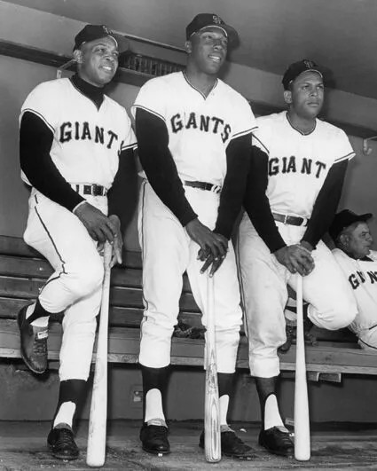 San Francisco Giants Willie Mays, Willie McCovey And Orlando Cepeda Black And Wh