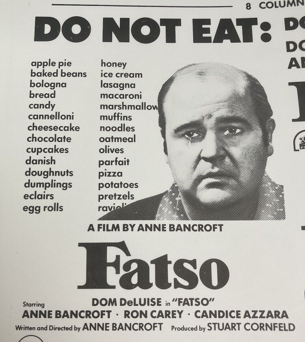 FATSO Movie Mini Ad Sheet Vintage Promo Advertising Poster Clip Art Dom DeLuise