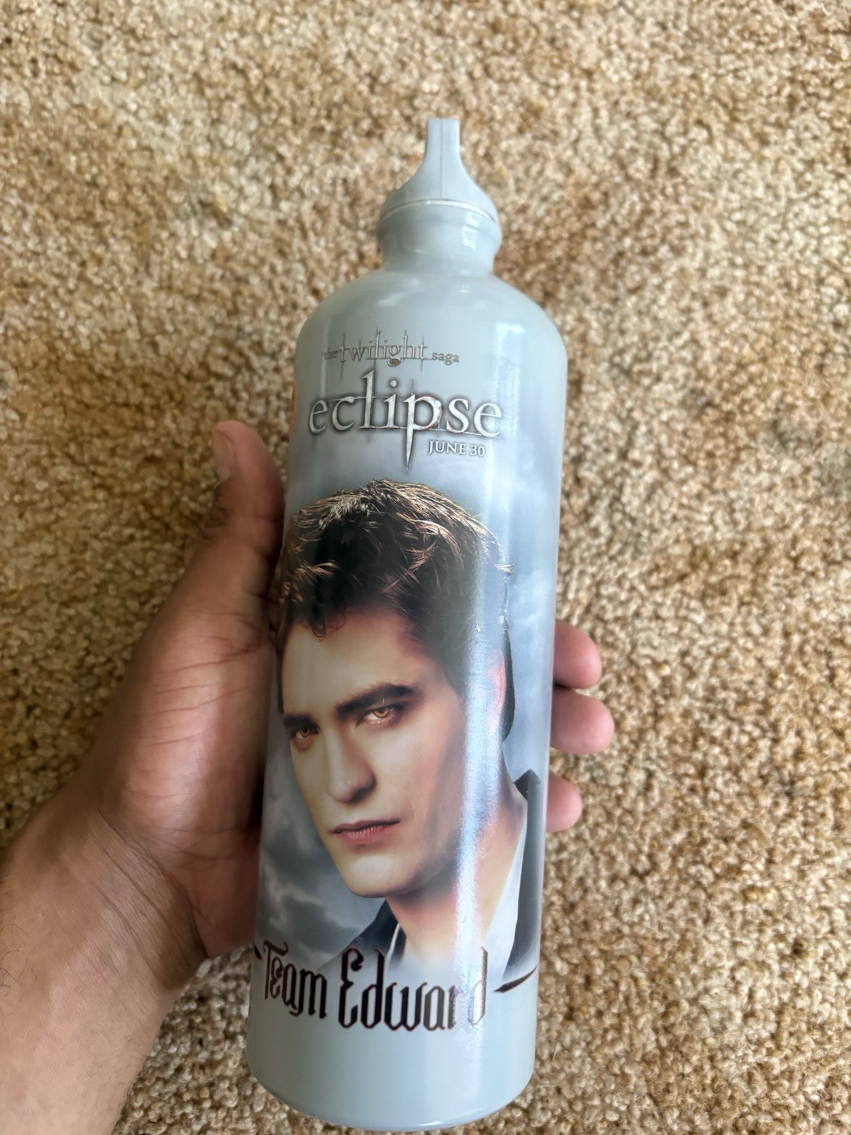 Vintage Twilight Saga Eclipse Aluminum Water Bottle Team Edward Movie Promo 2010