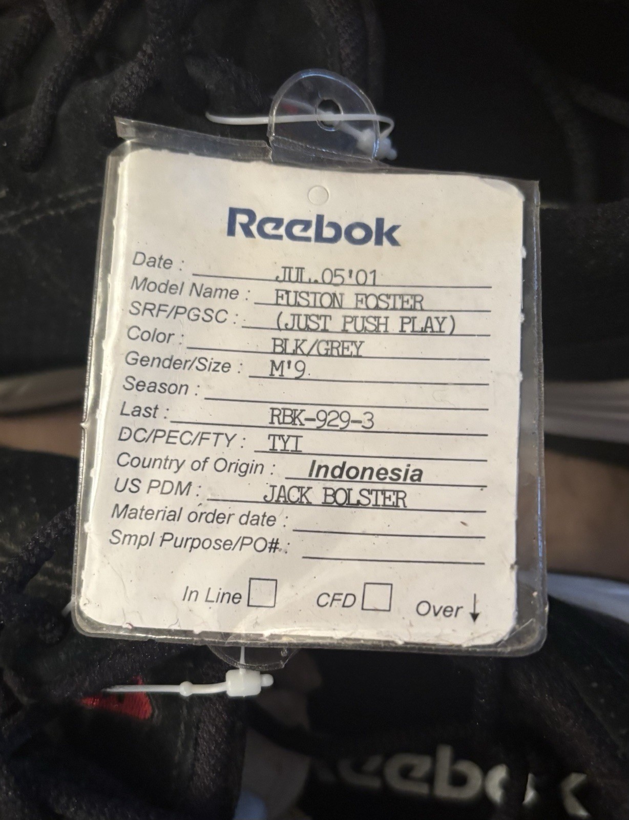 Reebok 2001 Aerosmith Just Push Play Men’s sz. 9 Blk/Gry Sneakers NEW Rare