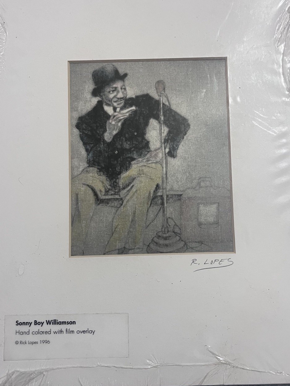 Sonny Boy Williamson Rick Lopes Signed Hand Colored Film Overlay Print 1996